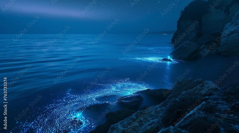 Visit a bioluminescent bay or beach during the night and capture the ethereal glow of the water. 
