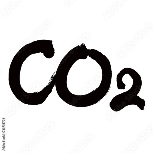 Japan calligraphy art【carbon dioxide・이산화탄소】日本の書道アート【CO2・二酸化炭素】／This is Japanese kanji 日本の漢字です／illustrator vector イラストレーターベクター