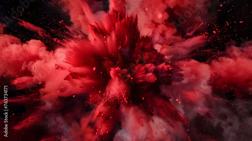 transparent red powder explosion effect 