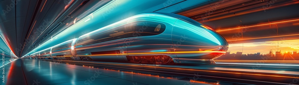Hyperloop train at dusk sleek design