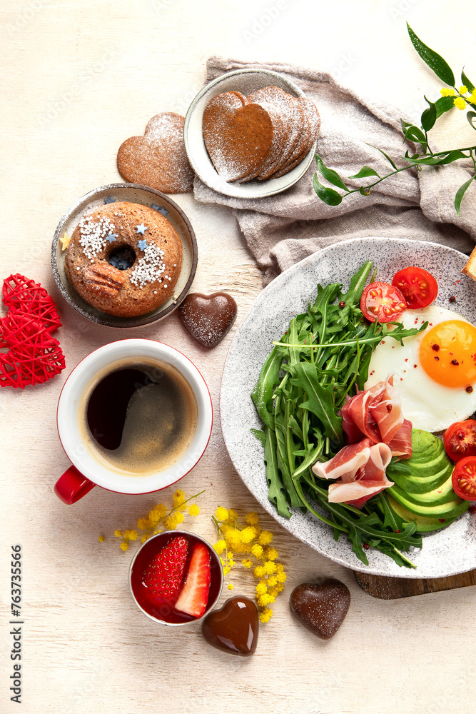 Happy breakfast table with coffee. Happy breakfast table with coffee.