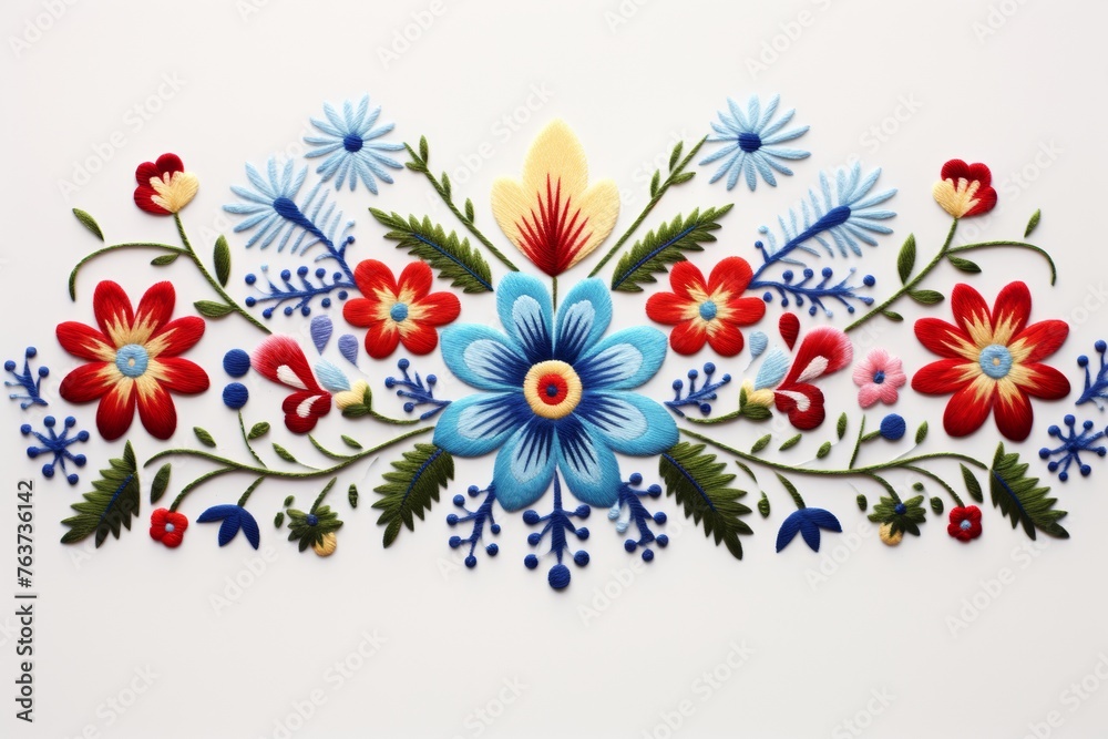 Colorful traditional Slovak embroidery