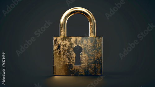 Golden lock, financial economic data money security concept illustration
