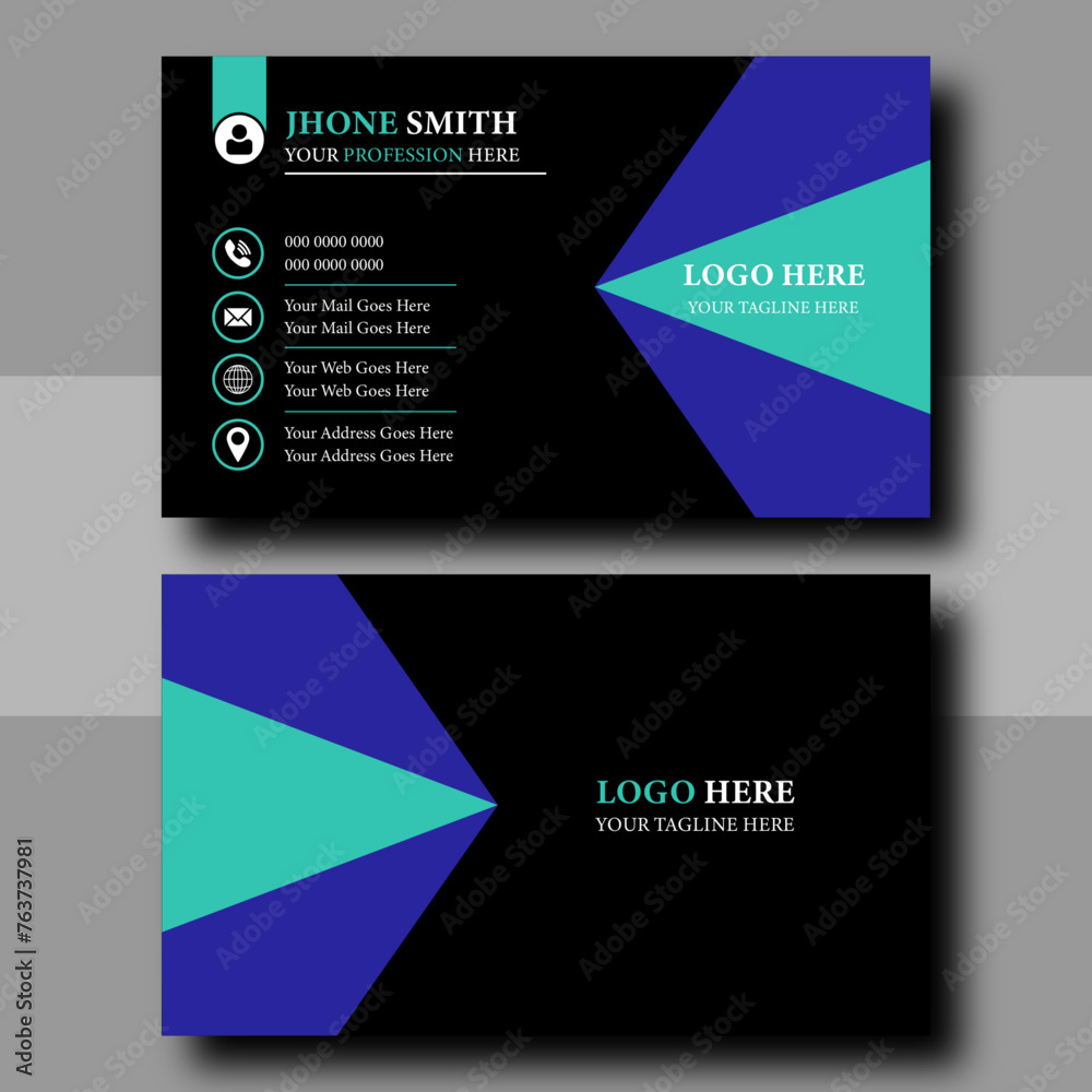 Corporate Business Card Layout, Double-sided creative, elegant and modern business card vector design template. Business card for business and personal use, Vector illustration design.