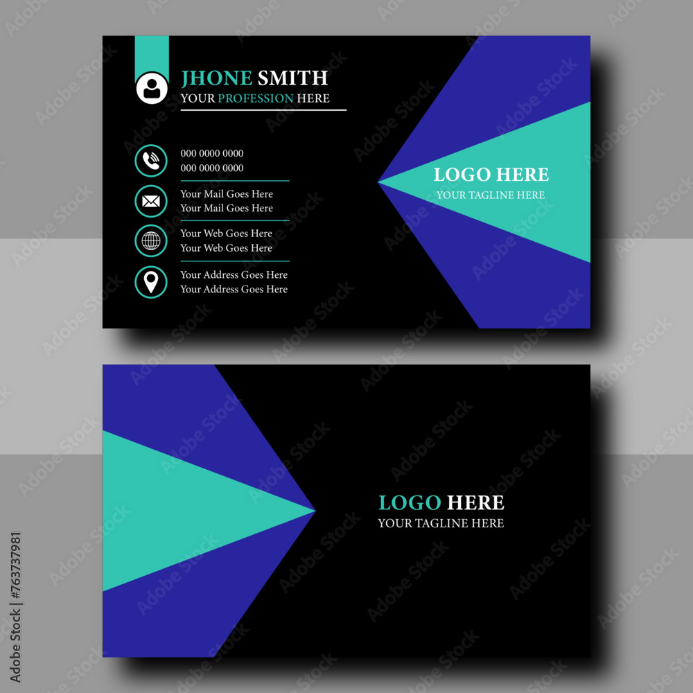 Naklejka premium Corporate Business Card Layout, Double-sided creative, elegant and modern business card vector design template. Business card for business and personal use, Vector illustration design.