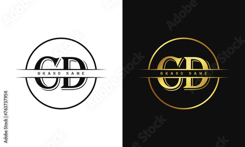 Elegant, Luxurious, Professional and minimal CD letters monogram icon design in bright golden color.