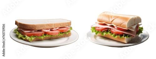 sandwich with ham and cheese isolated on transparent background