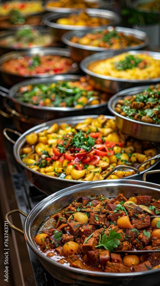 Assorted Hearty Stews in Large Serving Dishes Assorted Hearty Stews in Large Serving Dishes