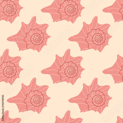 Sea shells seamless pattern, trendy pattern of seashells 