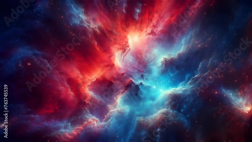 a red and blue galaxy with stars. seamless looping 4K virtual video animation background