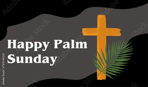 happy celebrate palm sunday with palm leaf