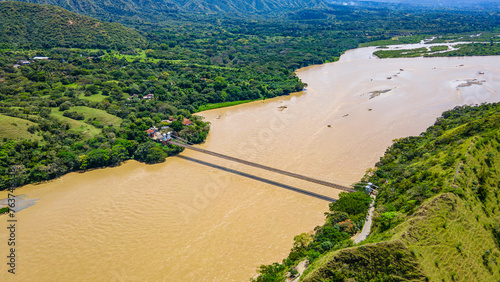 Aerial view of Puente de Occidente in Santa Fe de Antioquia photo
