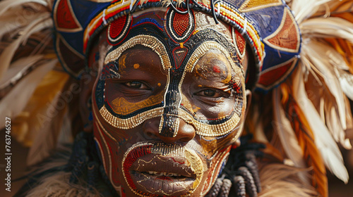 African mask wearers. African folk rituals.