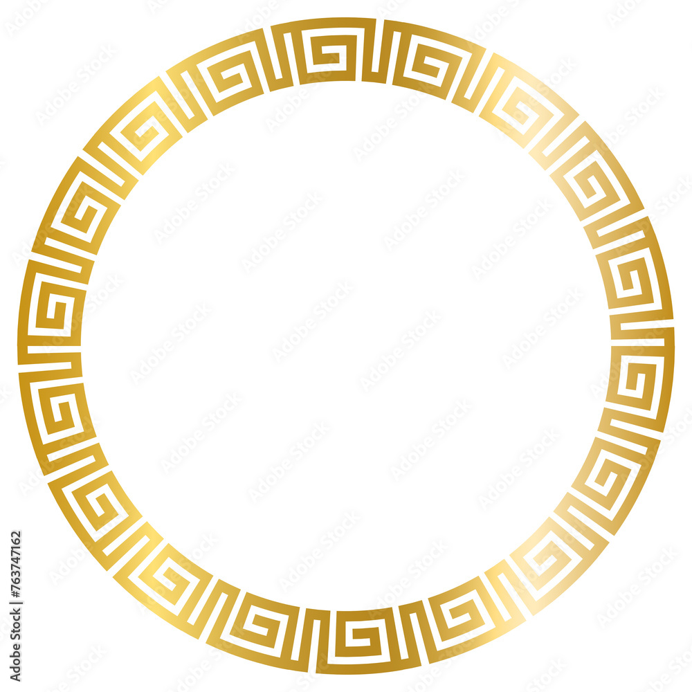 Greek Gold frame, circle frame with seamless vector illustration Greek Gold frame, circle frame with seamless vector illustration