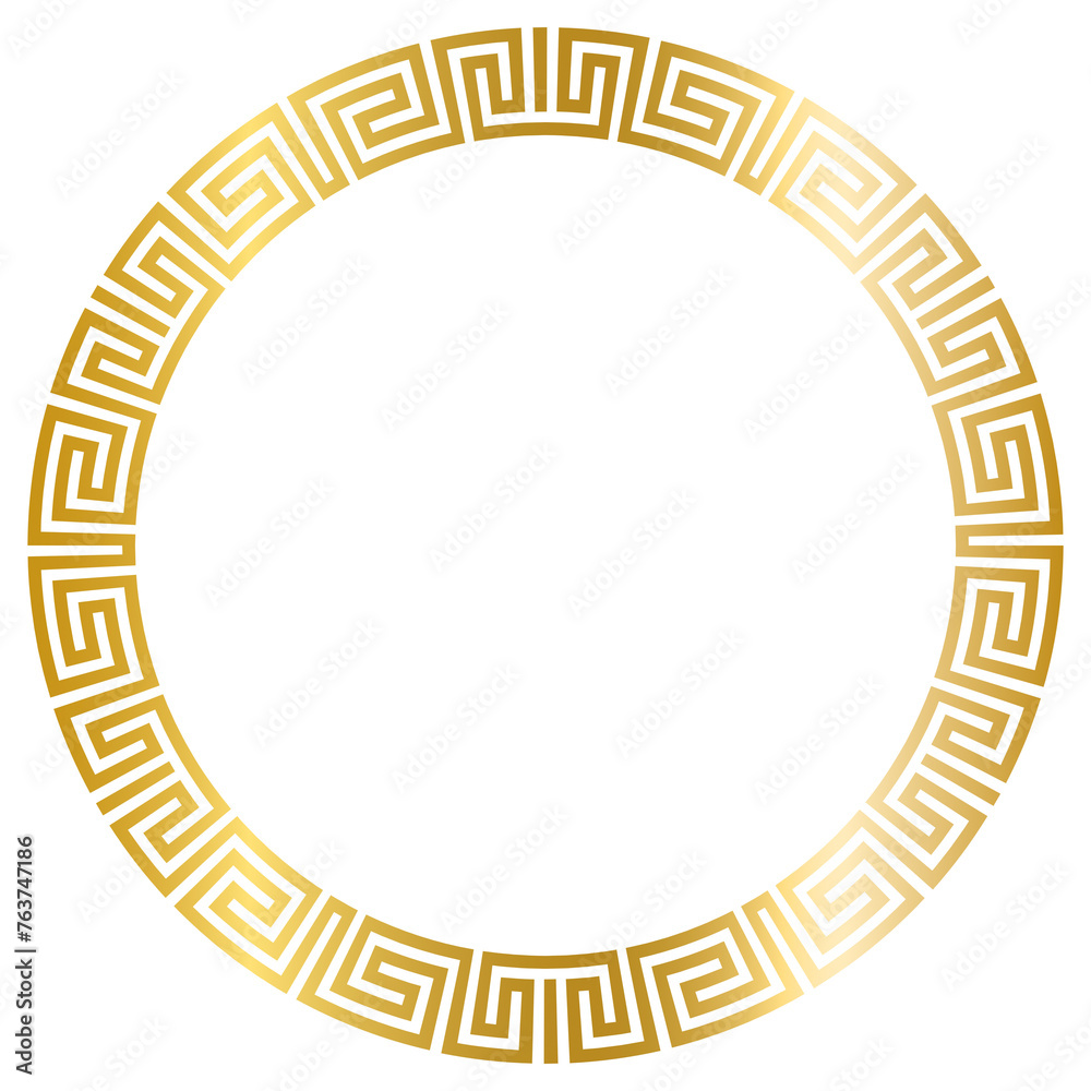 Greek Gold frame, circle frame with seamless vector illustration Greek Gold frame, circle frame with seamless vector illustration