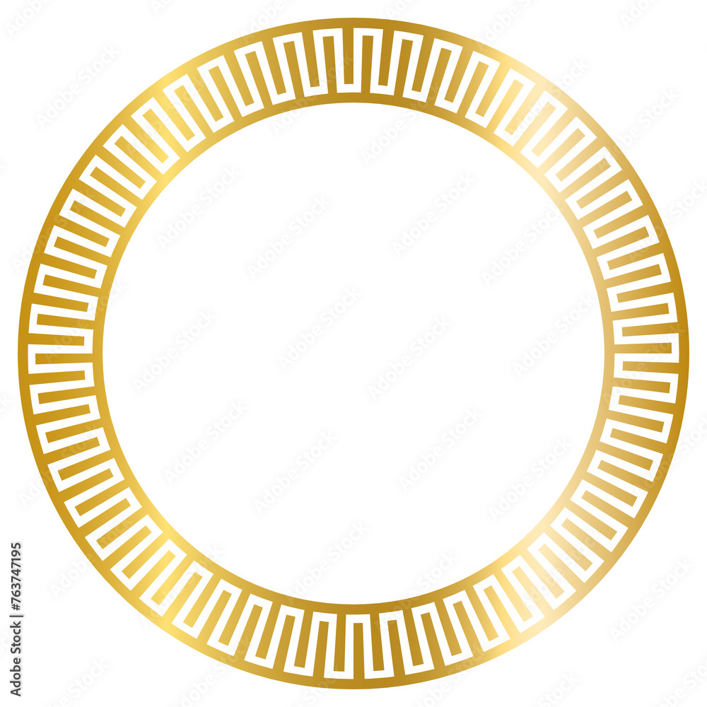 Greek Gold frame, circle frame with seamless vector illustration Greek Gold frame, circle frame with seamless vector illustration