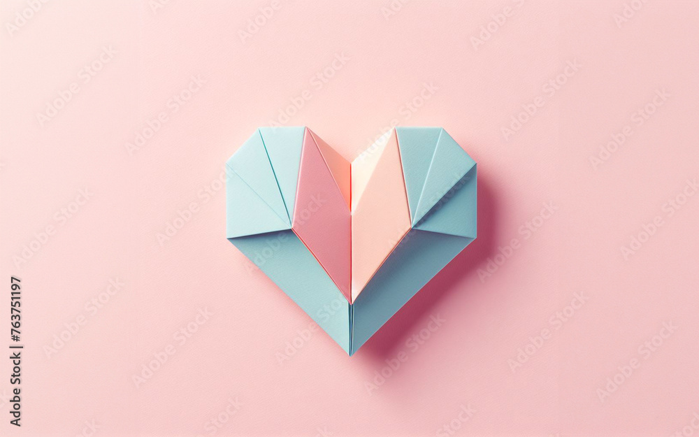 Paper folded into a heart shape Love themed origami Japanese paper folding art