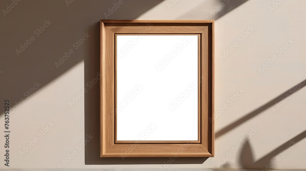wooden frame on a white wall wooden frame on a white wall