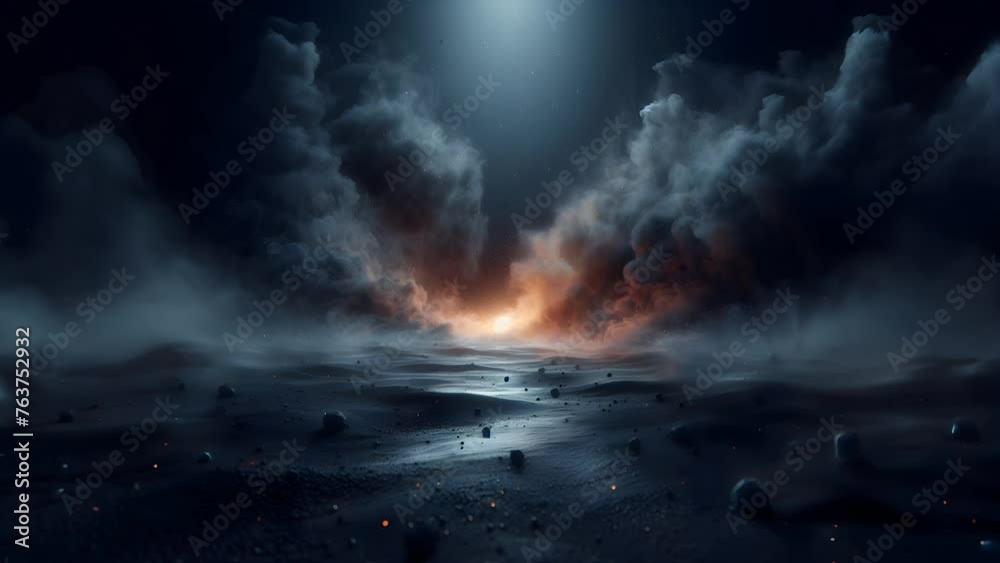 Ground smoke haze night black water atmosphere. seamless looping 4K virtual video animation background Ground smoke haze night black water atmosphere. seamless looping 4K virtual video animation background
