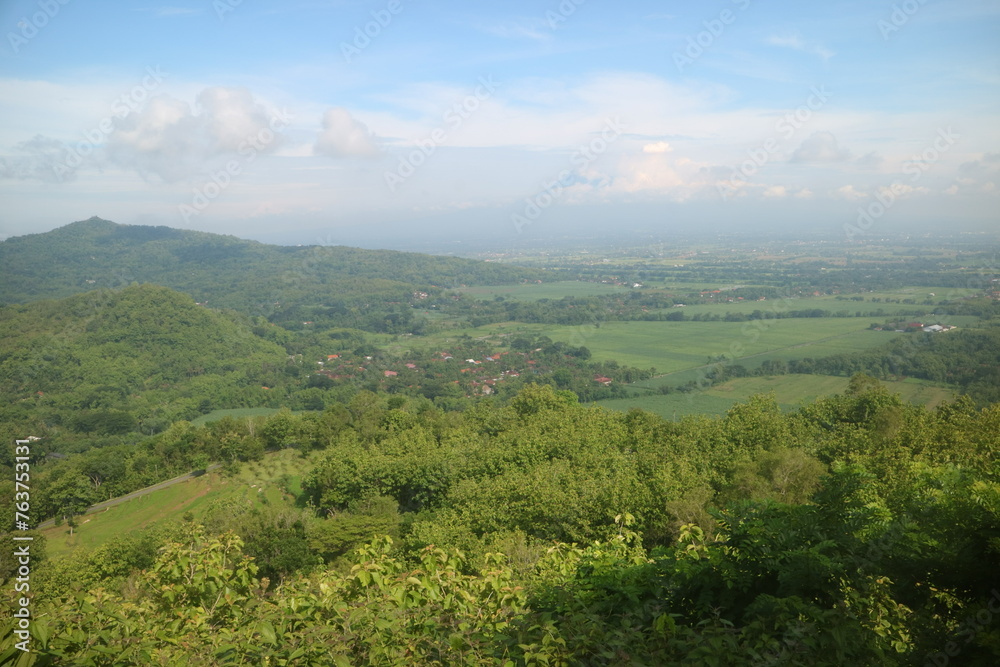 Fototapeta premium A view rural scape from hills