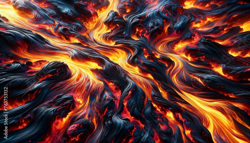 A closeup shot of flowing lava - Generative AI