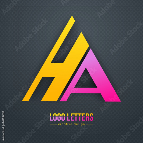 The design of the letters H and A. A logo template for a business card, corporate design, recognizable element of a brand or corporation. The idea of thematic creativity