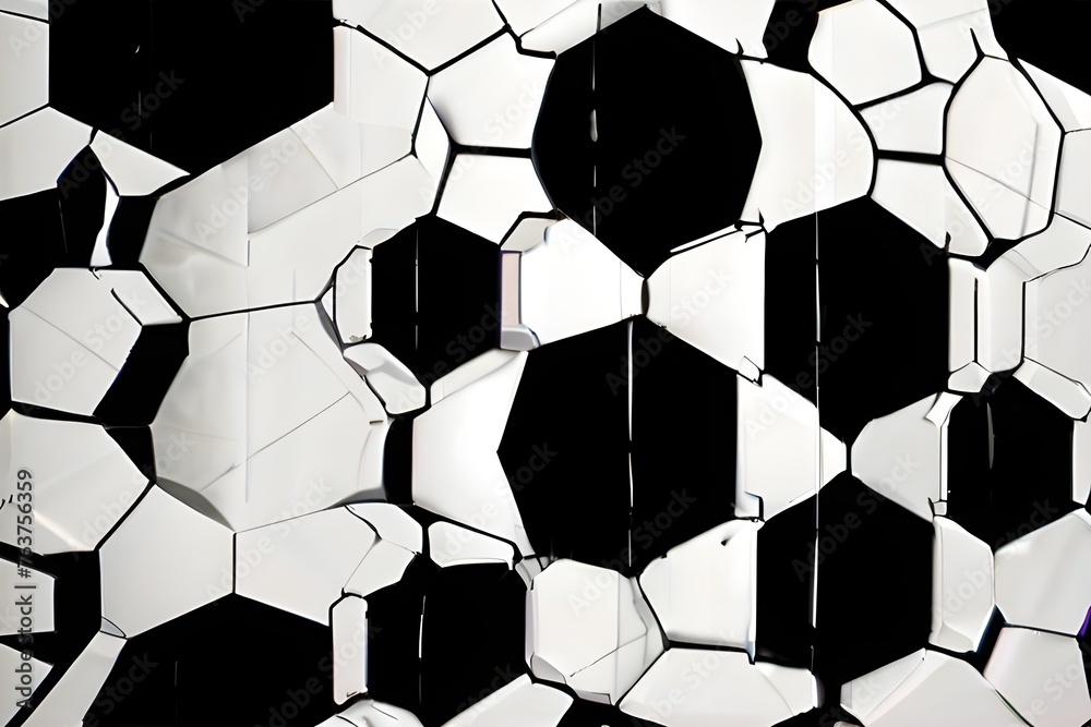 black and white Hexagonal patterns in black and white Generative AI