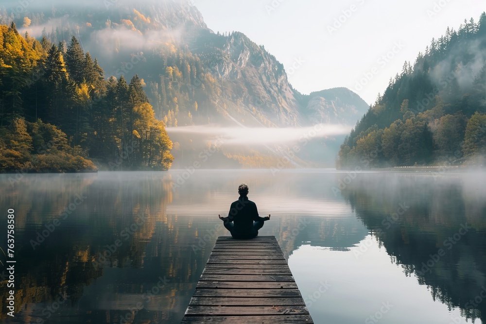 Meditation at Dawn: Lakeside Solitude