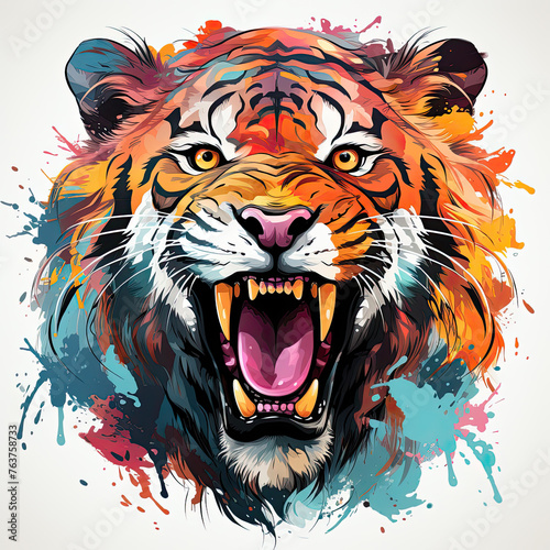 Watercolor Roaring Tiger Illustration  Generative Ai