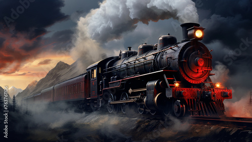 Steam train and cave
