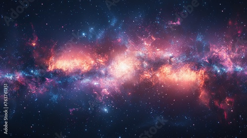 view from space to a galaxy and stars