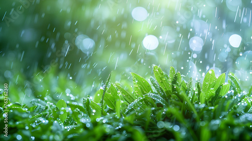 Adorable little boy playing at rainy day, Little boy walking outdoors and jumping on puddle So much fun from summer rain copy space isolated, Generative Ai