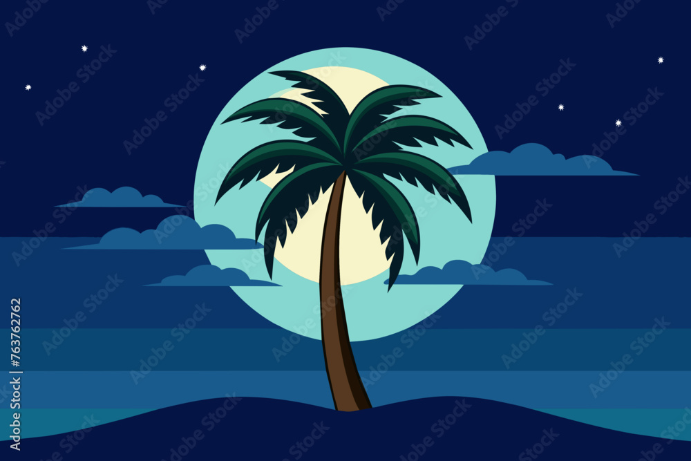 Palm tree the moon vector art illustration (17).svg, Palm tree the moon vector art illustration