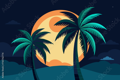 Palm tree the moon vector art illustration  17 .svg  Palm tree the moon vector art illustration