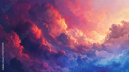Heaven's Canvas: Serene Dawn Cloudscape #763764549