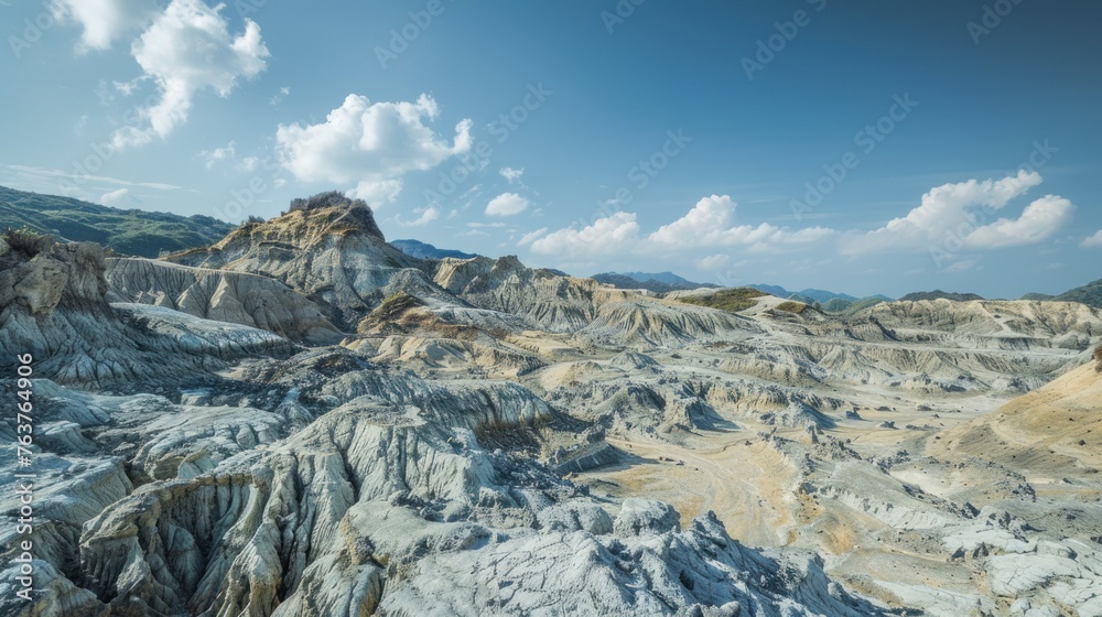 surface of the Badlands with a lunar surface landscape