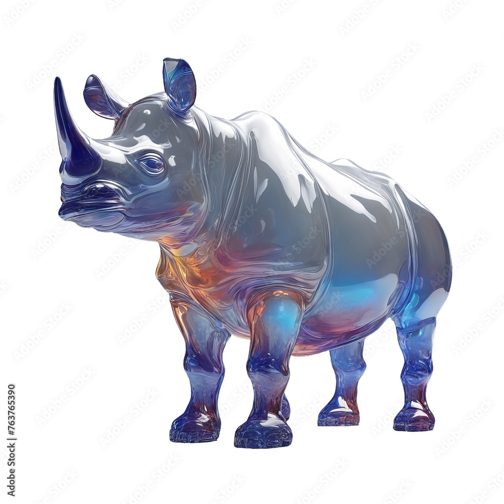 Fototapeta premium Rhino gradient color isolate on transparent background, cutout, png