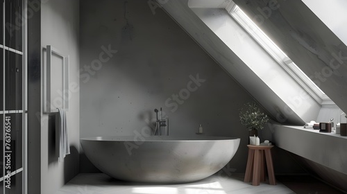 Grey bathroom in attic