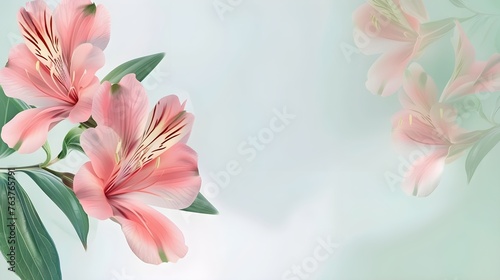 Horizontal banner with alstromeria flowers and copy space photo