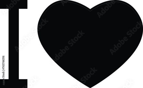 i love lettering. I love template sign. Heart symbol of love. flat style.