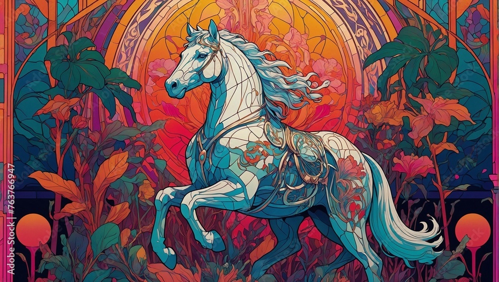 The Chariot tarot card with Art Nouveau flair The Chariot tarot card with Art Nouveau flair