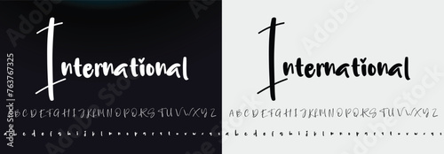 Handmade vector calligraphy tattoo alphabet with numbers