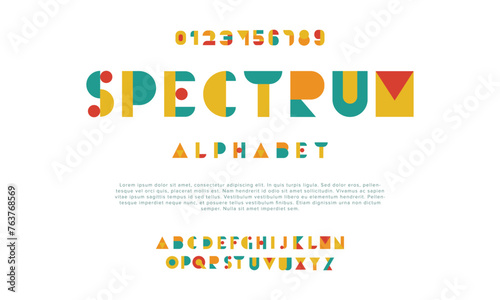 Spectrum creative geometric modern urban alphabet font. Digital abstract futuristic, fashion, sport, minimal technology typography. Simple numeric vector illustration