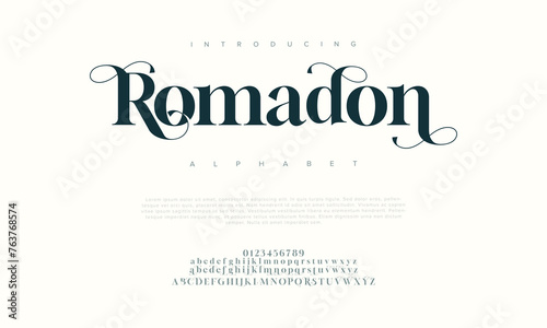 Romadon premium luxury arabic alphabet letters and numbers. Elegant islamic typography ramadan wedding serif font decorative vintage. Creative vector illustration