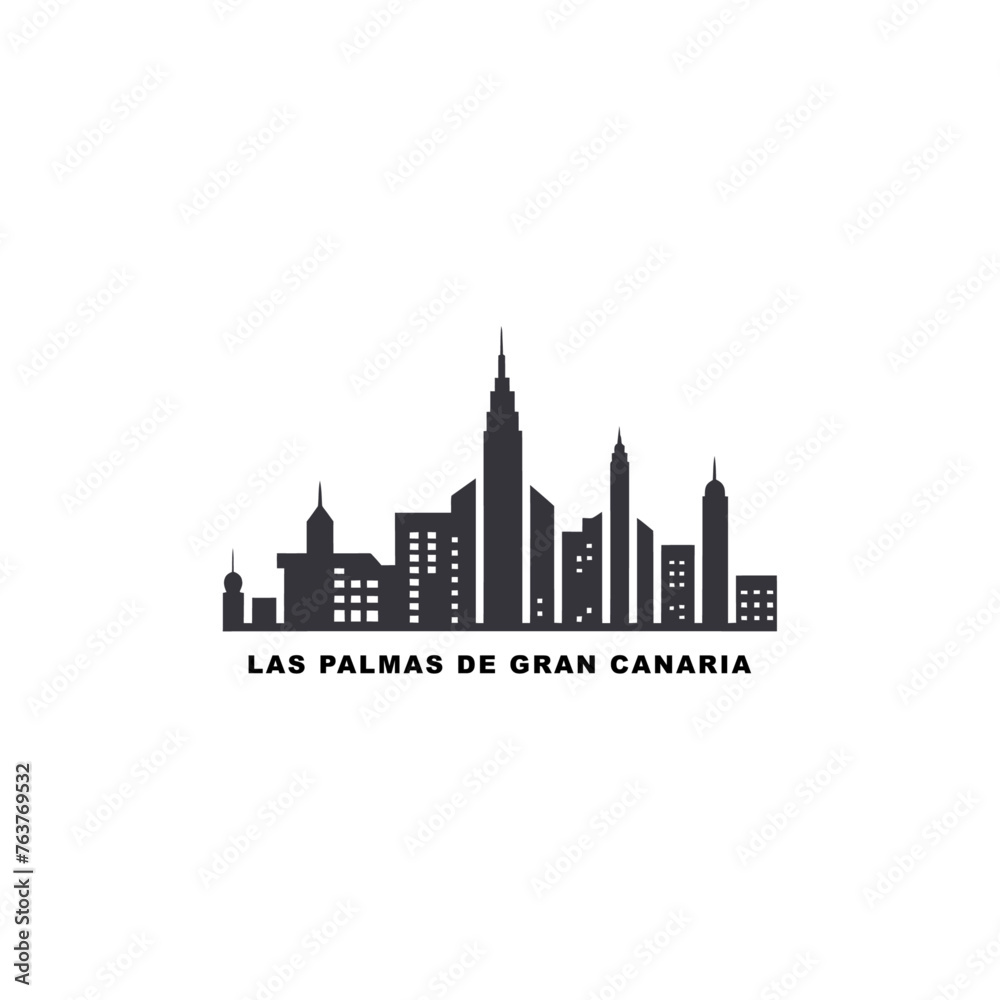 Las Palmas de Gran Canaria  cityscape skyline city panorama vector flat modern logo icon. Spain, Canary resort town emblem idea with landmarks and building silhouettes. Isolated graphic