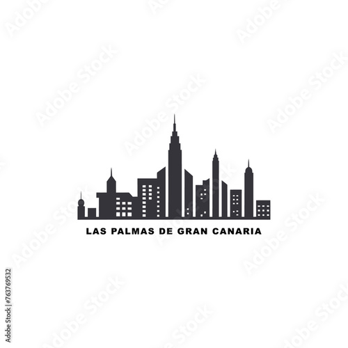 Las Palmas de Gran Canaria cityscape skyline city panorama vector flat modern logo icon. Spain, Canary resort town emblem idea with landmarks and building silhouettes. Isolated graphic