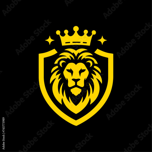 Fototapeta Naklejka Na Ścianę i Meble -  Logo lions with crown and shield vector