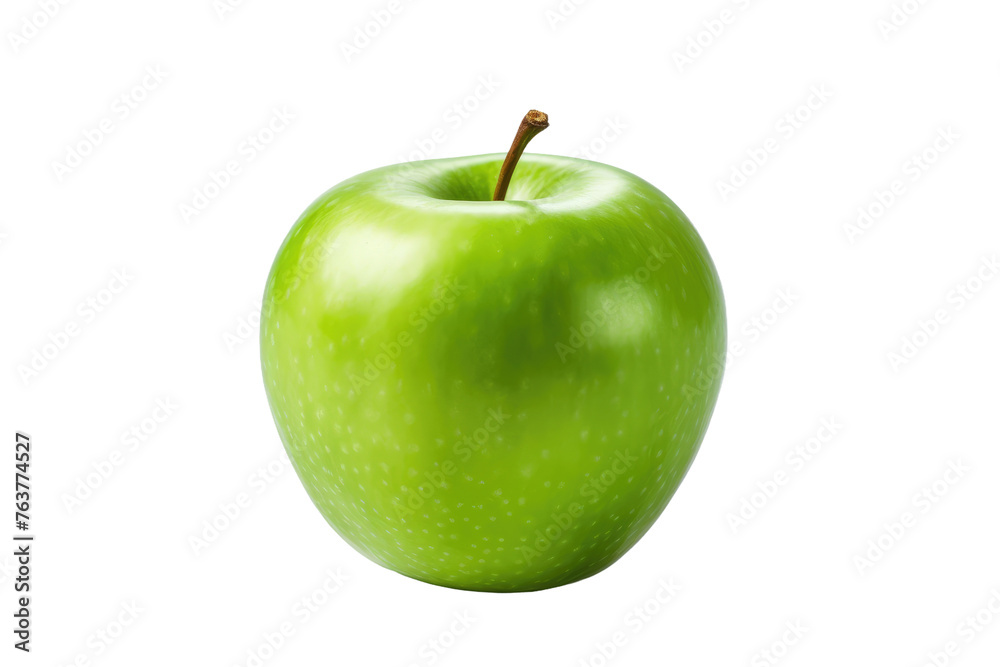Green Apple on White Background. On a White or Clear Surface PNG Transparent Background.