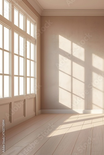 Empty Room with Sunlight Shadows