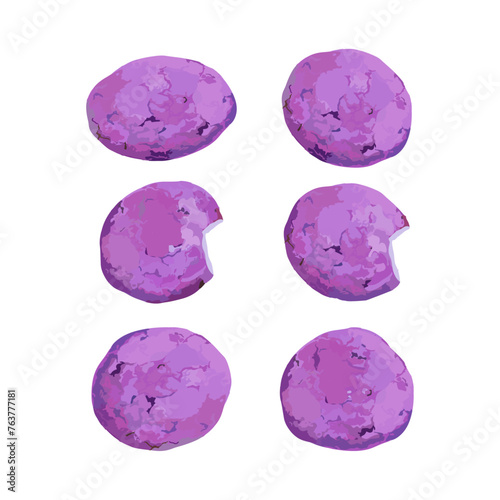 Hand drawn vector illustration of taro cookies